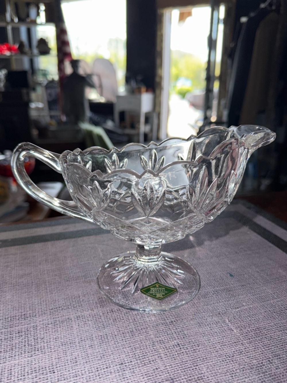 Vintage Godinger Shannon Crystal Footed Gravy Boat